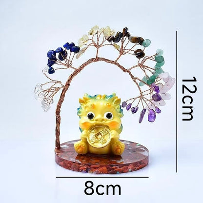 Pixiu Crystal Tree with Rainbow  Base