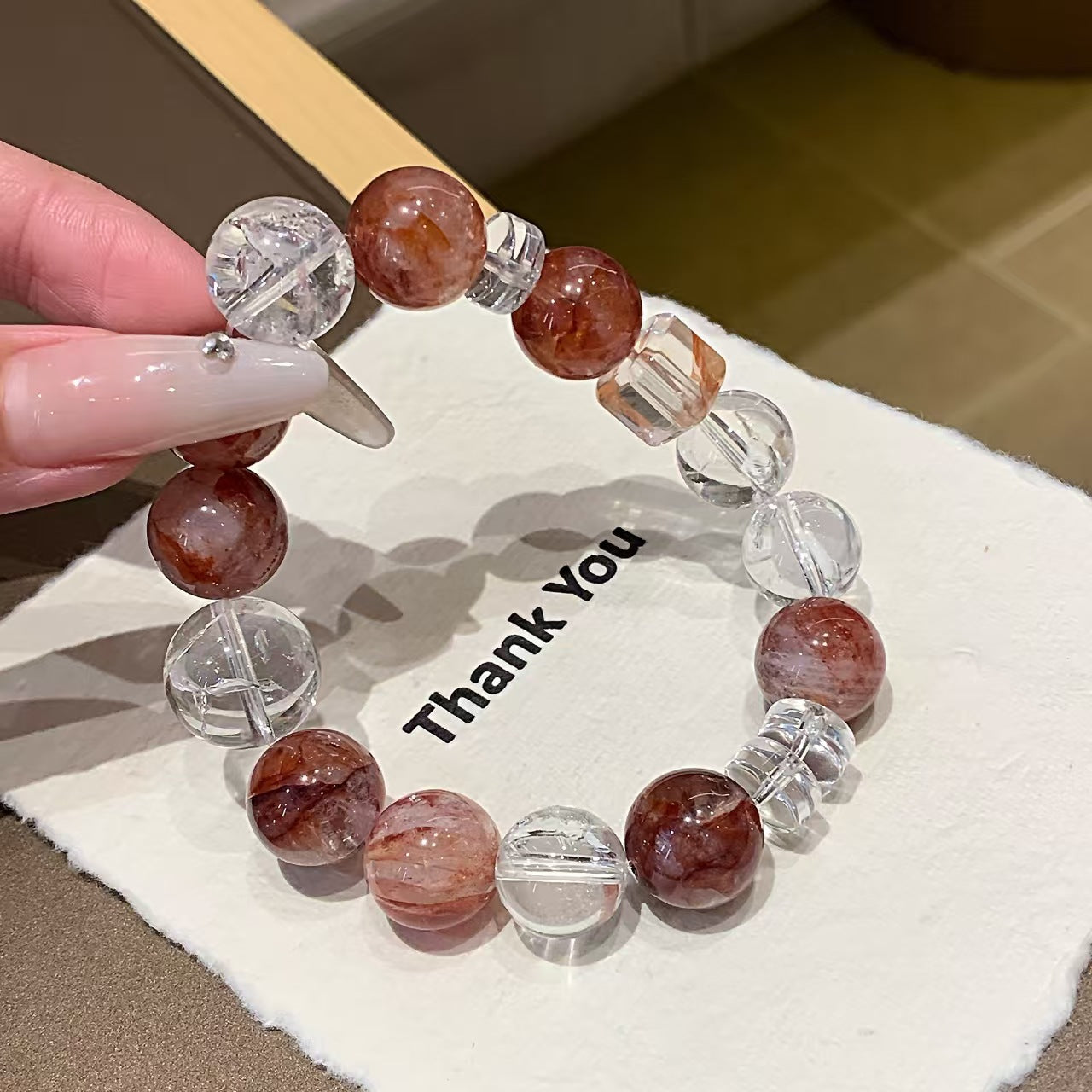 Red Flower Agate Bracelet (8mm)