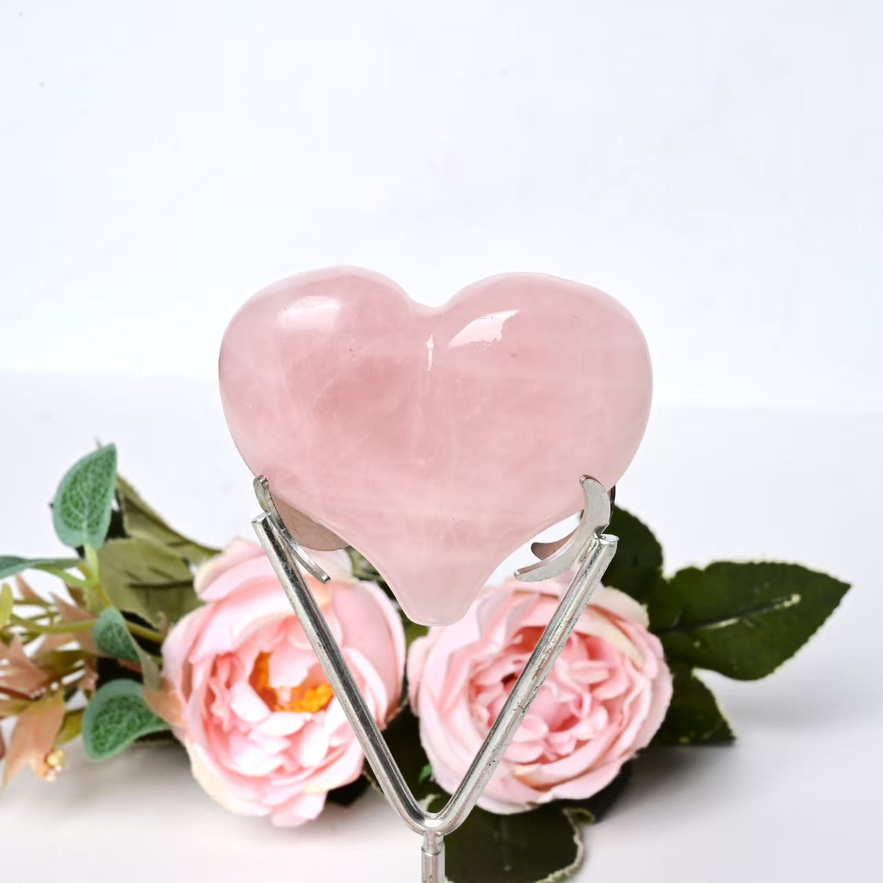 Rose Quartz Heart Palm Stone