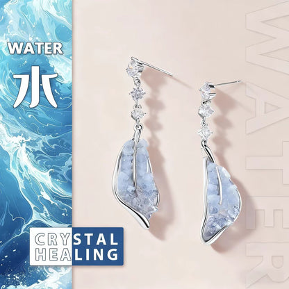 Water Element Blue Crystal Drop Earrings