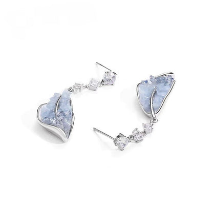 Water Element Blue Crystal Drop Earrings