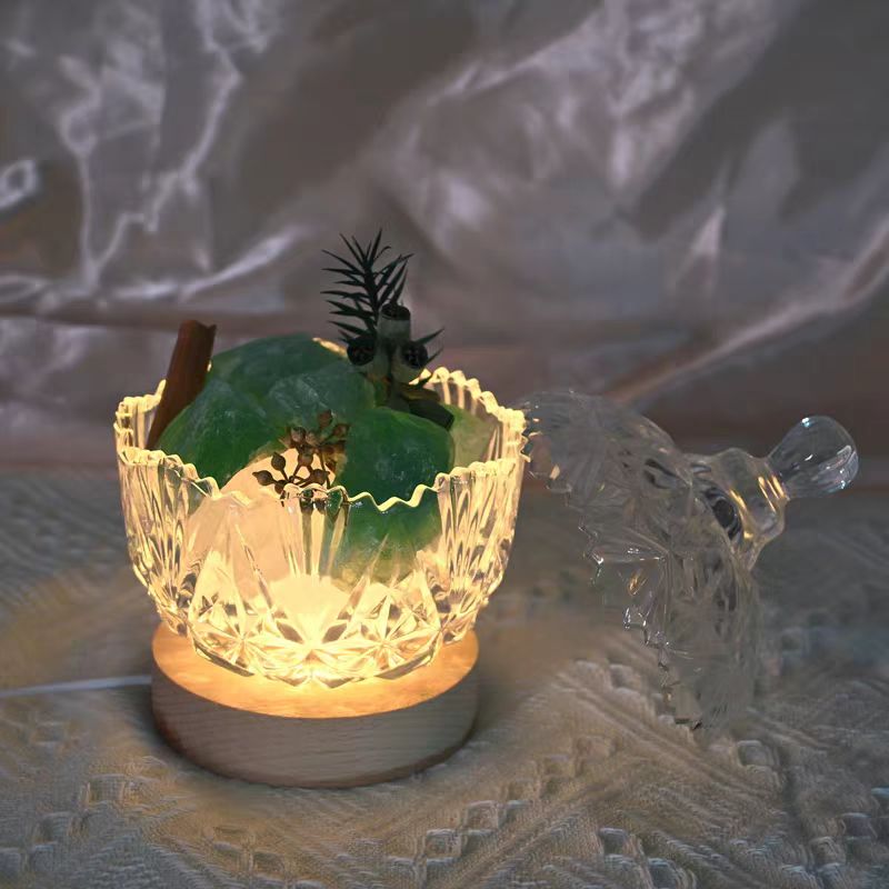 Crystal Herb Diffuser Green Fluorite with Glass Star Cup Aromatherapy Gift for Home & Office