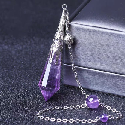 Rose Quartz & Amethyst Faceted Crystal Pendulum