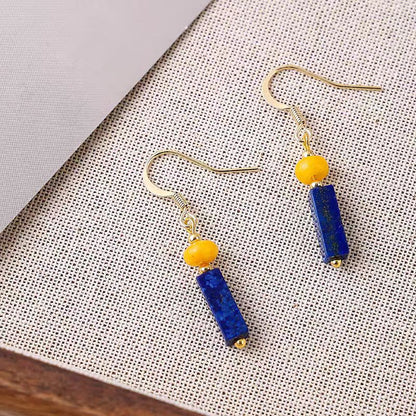 Lapis Lazuli & Yellow Jade Earrings
