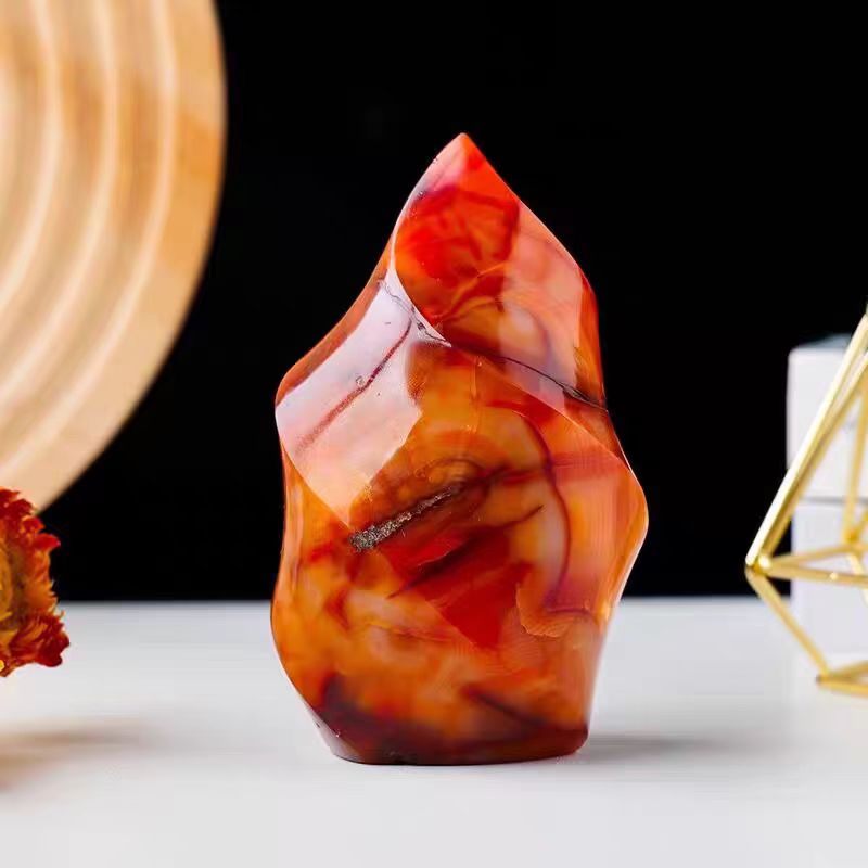 Red Agate Flame Carving
