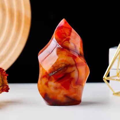 Red Agate Flame Carving