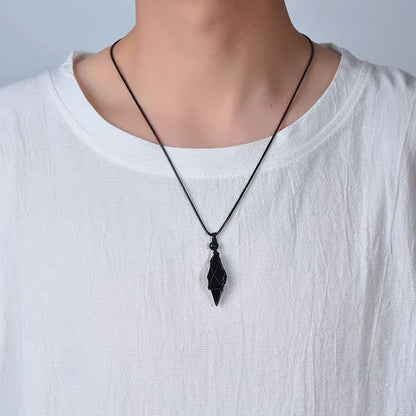 Black Obsidian Pendant Crystal Necklace
