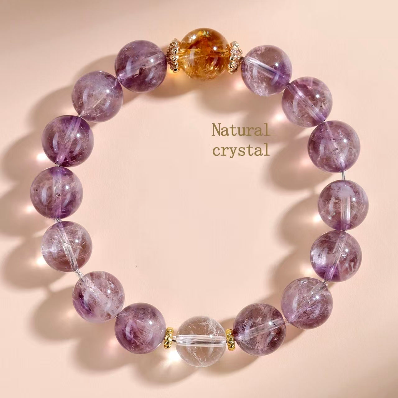 Amethyst Citrine & Clear Quartz Intentional Bead Bracelet