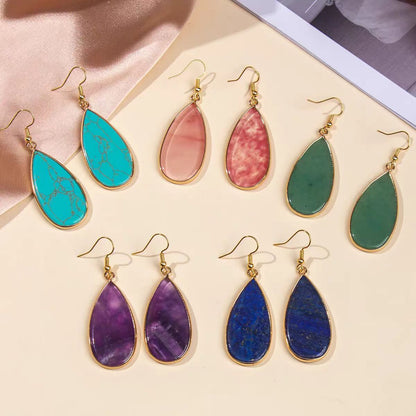 Natural Crystal Teardrop Earrings
