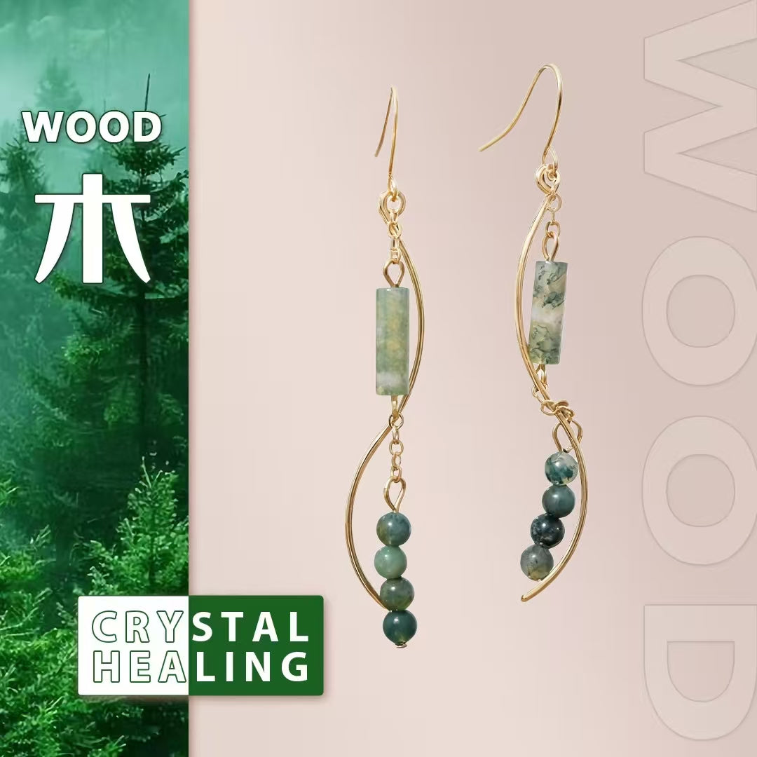Moss Agate Flowing Earrings