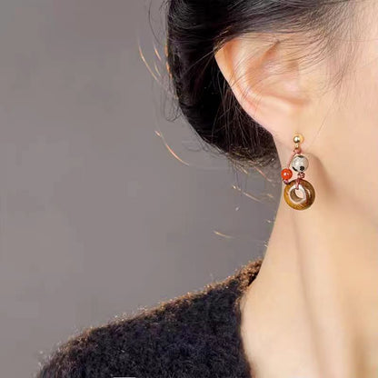 Tiger Eye Crystal Drop Earrings – Balance & Vitality