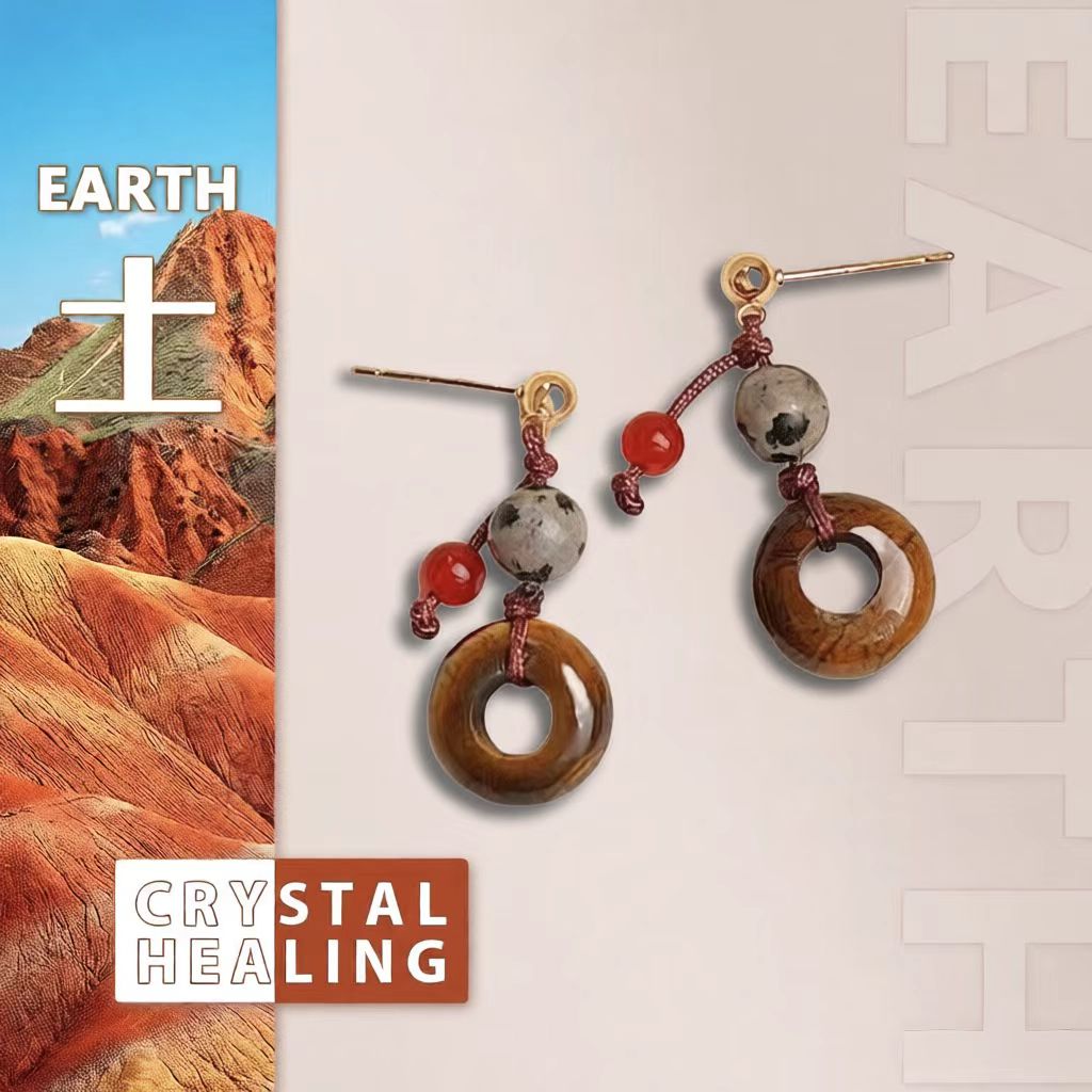 Tiger Eye Crystal Drop Earrings – Balance & Vitality