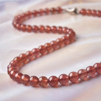 Rose Strawberry Crystal Necklace