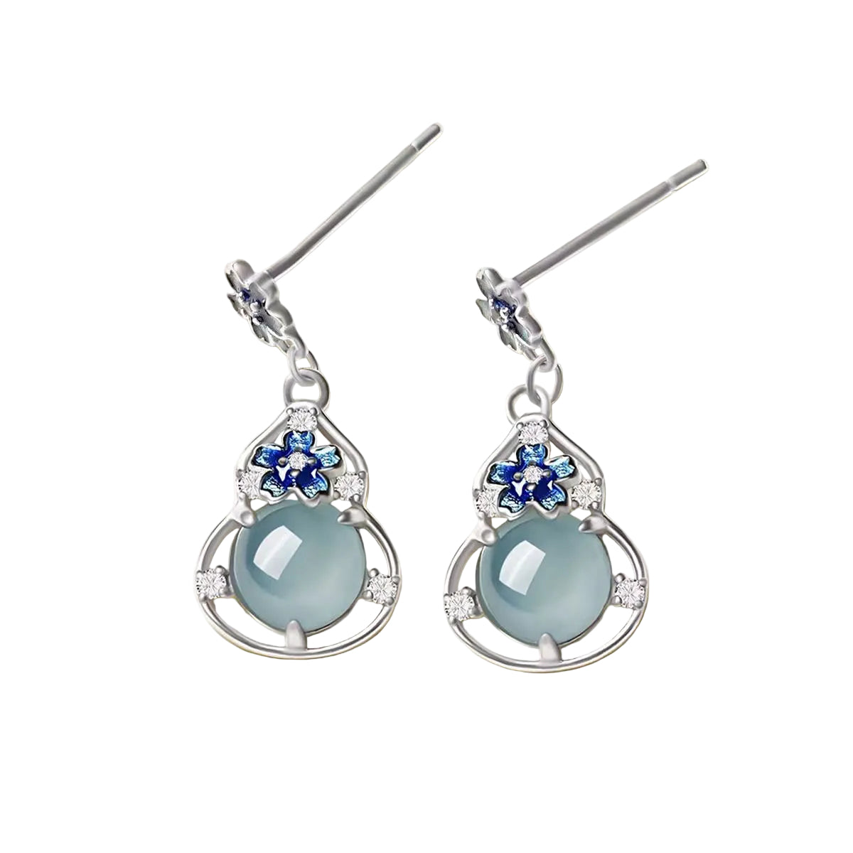 Jade Serenity Earrings — Natural Aquamarine