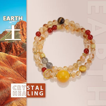 Golden Harmony Protection Bracelet — Natural Crystal Mix