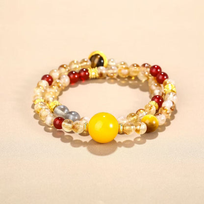 Golden Harmony Protection Bracelet — Natural Crystal Mix