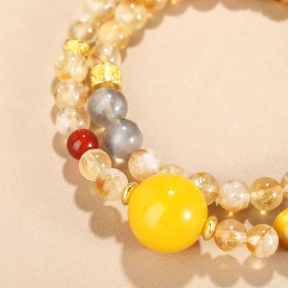 Golden Harmony Protection Bracelet — Natural Crystal Mix