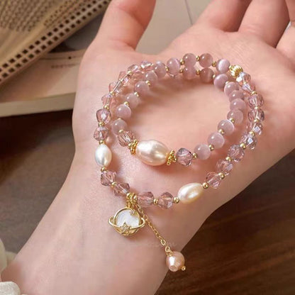 Rose Quartz Crystal Double-Layer Bracelet