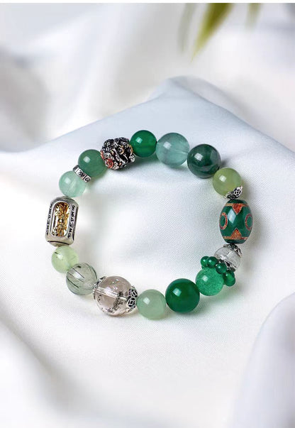 Aventurine & Green Fluorite Crystal Bracelet