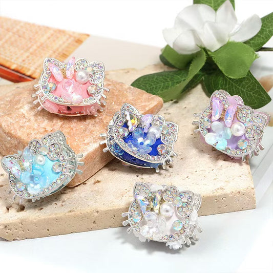 Rhinstone Hello Kitty Head Beads  for Pen, Fancy Beads -5pcs