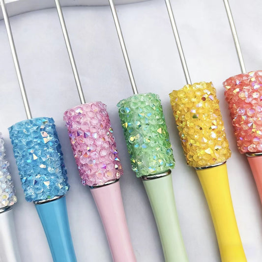 12Pcs DIY Diamond Beadable Pen -  Plastic Rhinestone Beaded Pens  - Fancy Cute Glitter Pens for Crafting – School Supplies, Office Item
