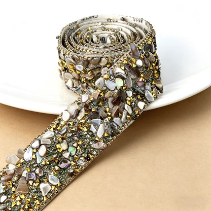 Colorful Crystal Rhinestone Trim Ribbon Stone Iron On Applique Chain Embellishment Sewing Accessories DIY Clothing Phone ect