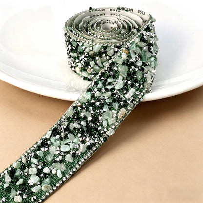 Colorful Crystal Rhinestone Trim Ribbon Stone Iron On Applique Chain Embellishment Sewing Accessories DIY Clothing Phone ect
