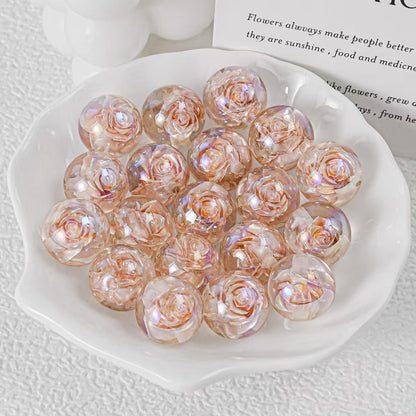 16mm Iridescent Rose Beads Transparent Acrylic Flower Beads | DIY Jewelry, Bracelets, Phone Charms & Bag Chains 20 pcs