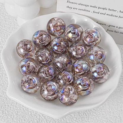 16mm Iridescent Rose Beads Transparent Acrylic Flower Beads | DIY Jewelry, Bracelets, Phone Charms & Bag Chains 20 pcs