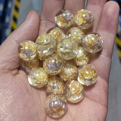 16mm Iridescent Rose Beads Transparent Acrylic Flower Beads | DIY Jewelry, Bracelets, Phone Charms & Bag Chains 20 pcs