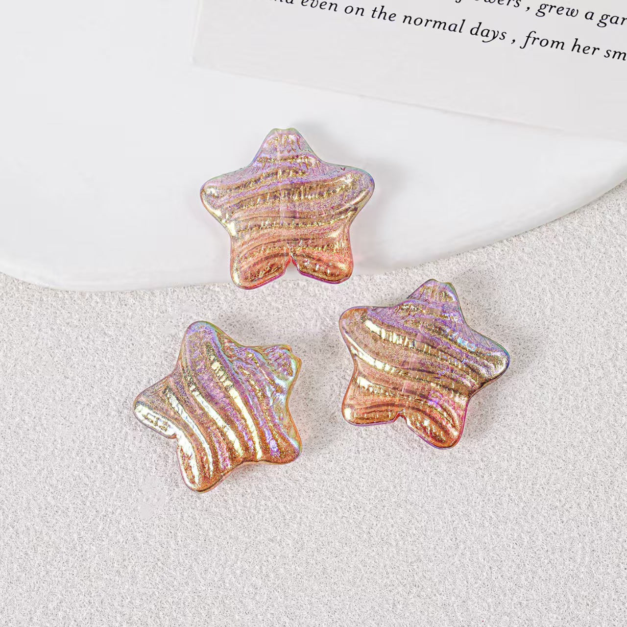 23mm Iridescent Star Beads – Oil Painting Color Plated Acrylic Charms | DIY Jewelry,  Phone Charm Making 20pcs