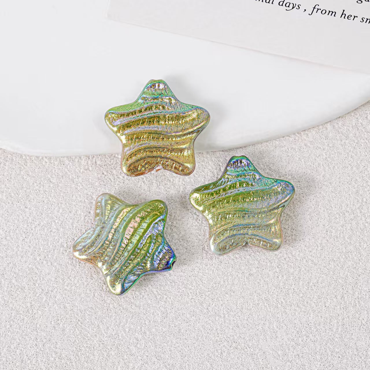 23mm Iridescent Star Beads – Oil Painting Color Plated Acrylic Charms | DIY Jewelry,  Phone Charm Making 20pcs