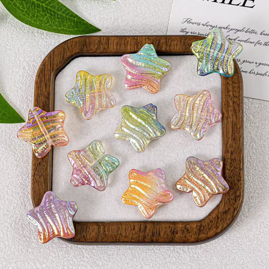 23mm Iridescent Star Beads – Oil Painting Color Plated Acrylic Charms | DIY Jewelry,  Phone Charm Making 20pcs