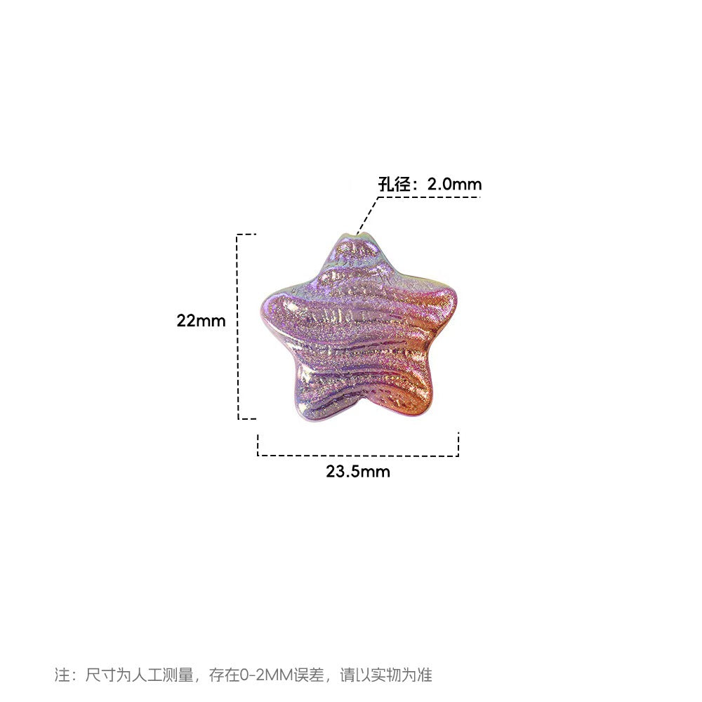 23mm Iridescent Star Beads – Oil Painting Color Plated Acrylic Charms | DIY Jewelry,  Phone Charm Making 20pcs