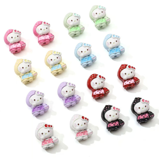 12×16mm Strawberry Kitty Alloy Beads – DIY Jewelry Making Supplies for Phone Charms, Bracelets & Accessories (Hole: 1.9mm)