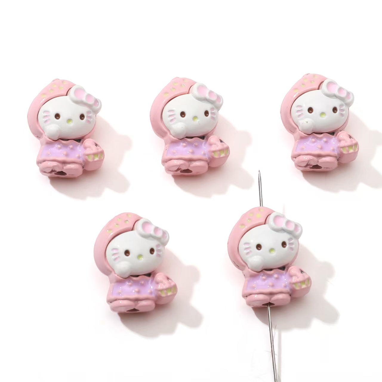 12×16mm Strawberry Kitty Alloy Beads – DIY Jewelry Making Supplies for Phone Charms, Bracelets & Accessories (Hole: 1.9mm)