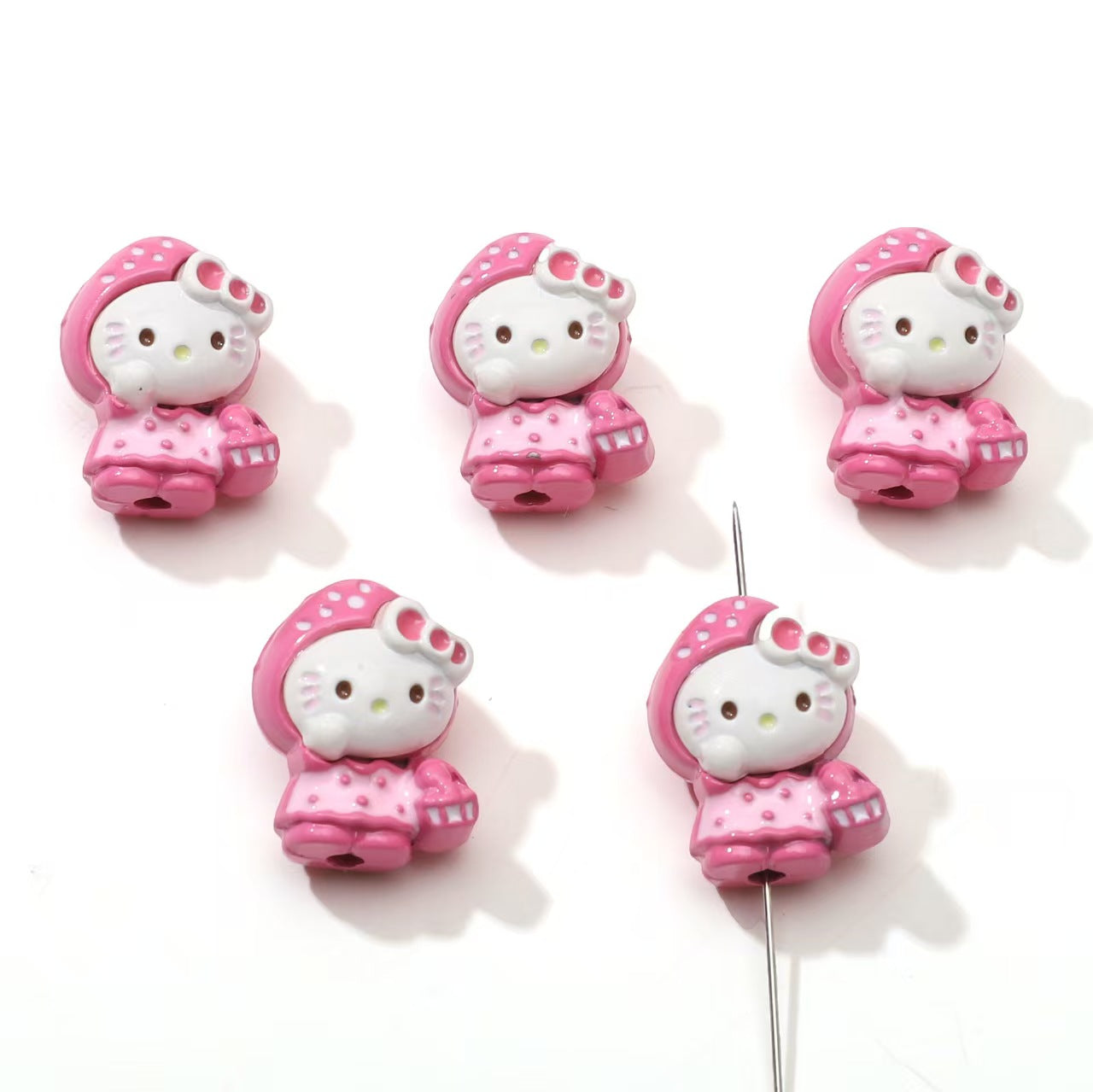12×16mm Strawberry Kitty Alloy Beads – DIY Jewelry Making Supplies for Phone Charms, Bracelets & Accessories (Hole: 1.9mm)