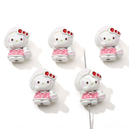 12×16mm Strawberry Kitty Alloy Beads – DIY Jewelry Making Supplies for Phone Charms, Bracelets & Accessories (Hole: 1.9mm)