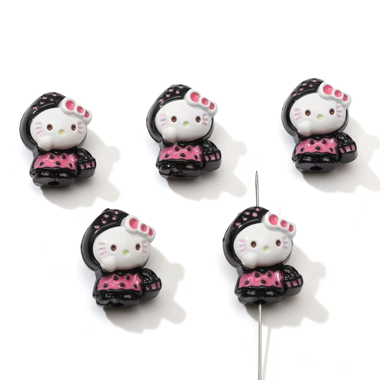 12×16mm Strawberry Kitty Alloy Beads – DIY Jewelry Making Supplies for Phone Charms, Bracelets & Accessories (Hole: 1.9mm)