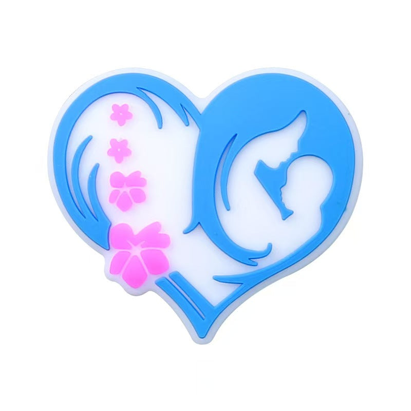 Mother's Day Silicone Focal Beads – Cartoon Heart & Letter Beads for DIY Jewelry, Keychains, Bracelets & Craft Supplies (10 pcs)
