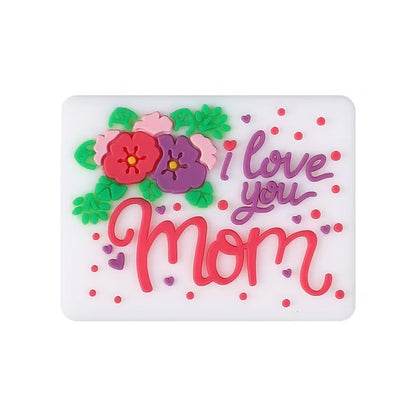 Mother's Day Silicone Focal Beads – Cartoon Heart & Letter Beads for DIY Jewelry, Keychains, Bracelets & Craft Supplies (10 pcs)