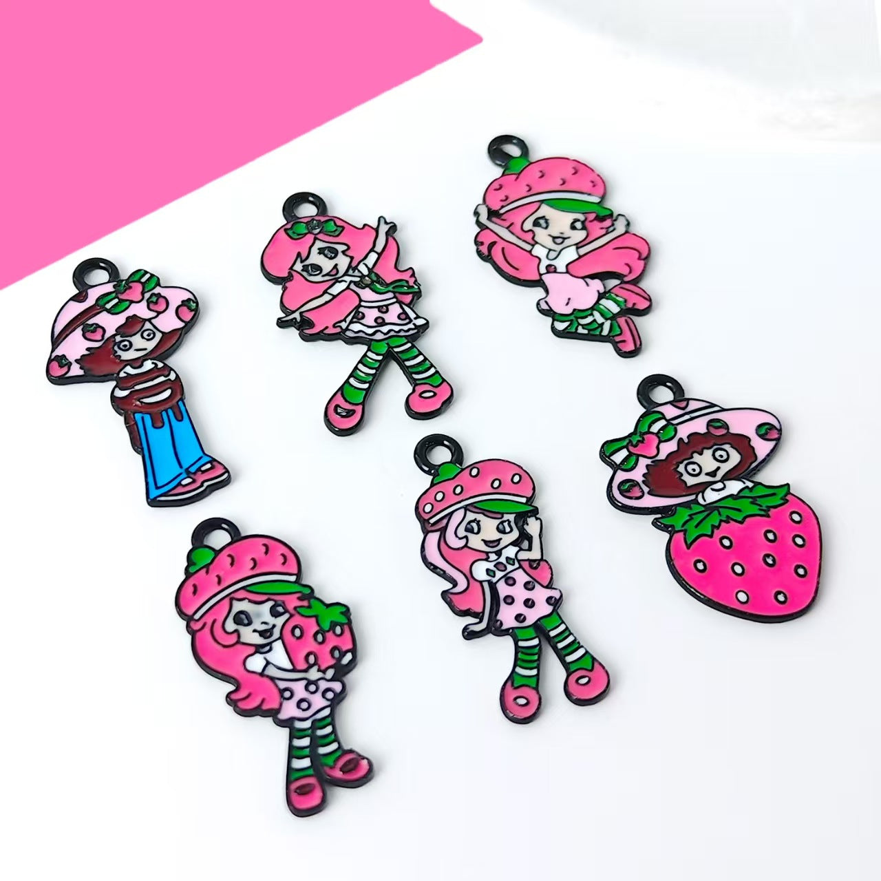 Strawberry  Alloy Charms for DIY Jewelry, Keychains & Phone Straps – Cute Cartoon Pendant Accessories (10pcs)