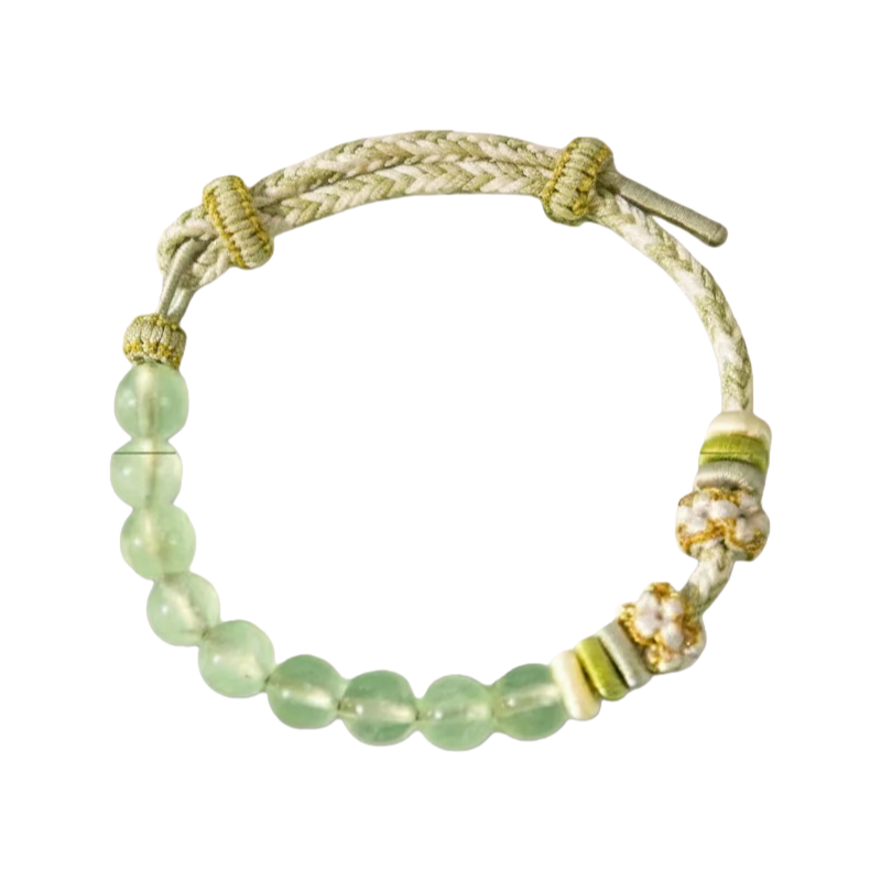 Natural Prehnite Bracelet – Green Strawberry Crystal Beads