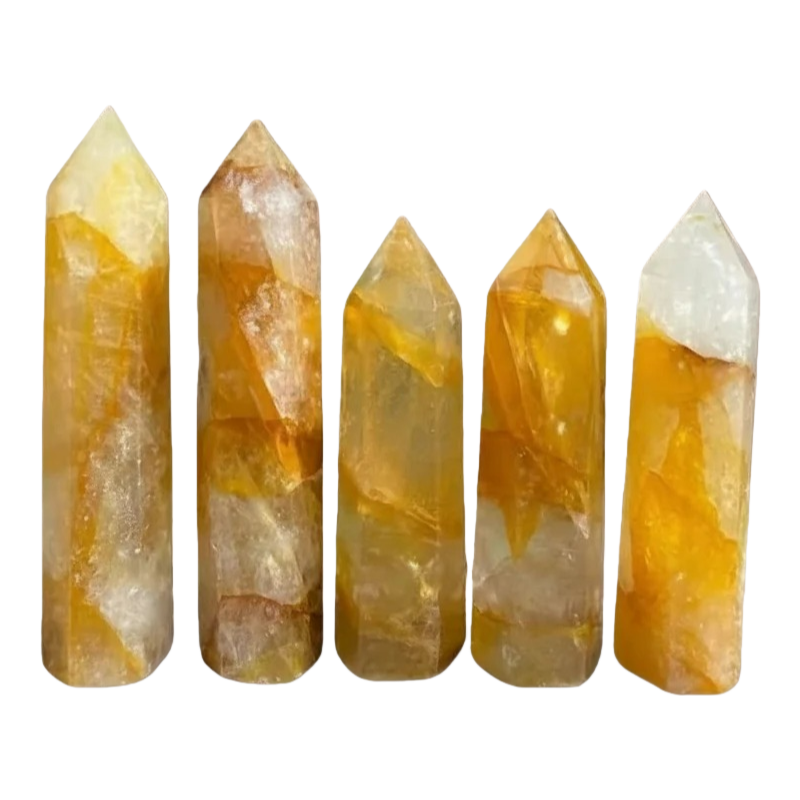 Natural Six-Sided Golden Phantom Quartz Tower