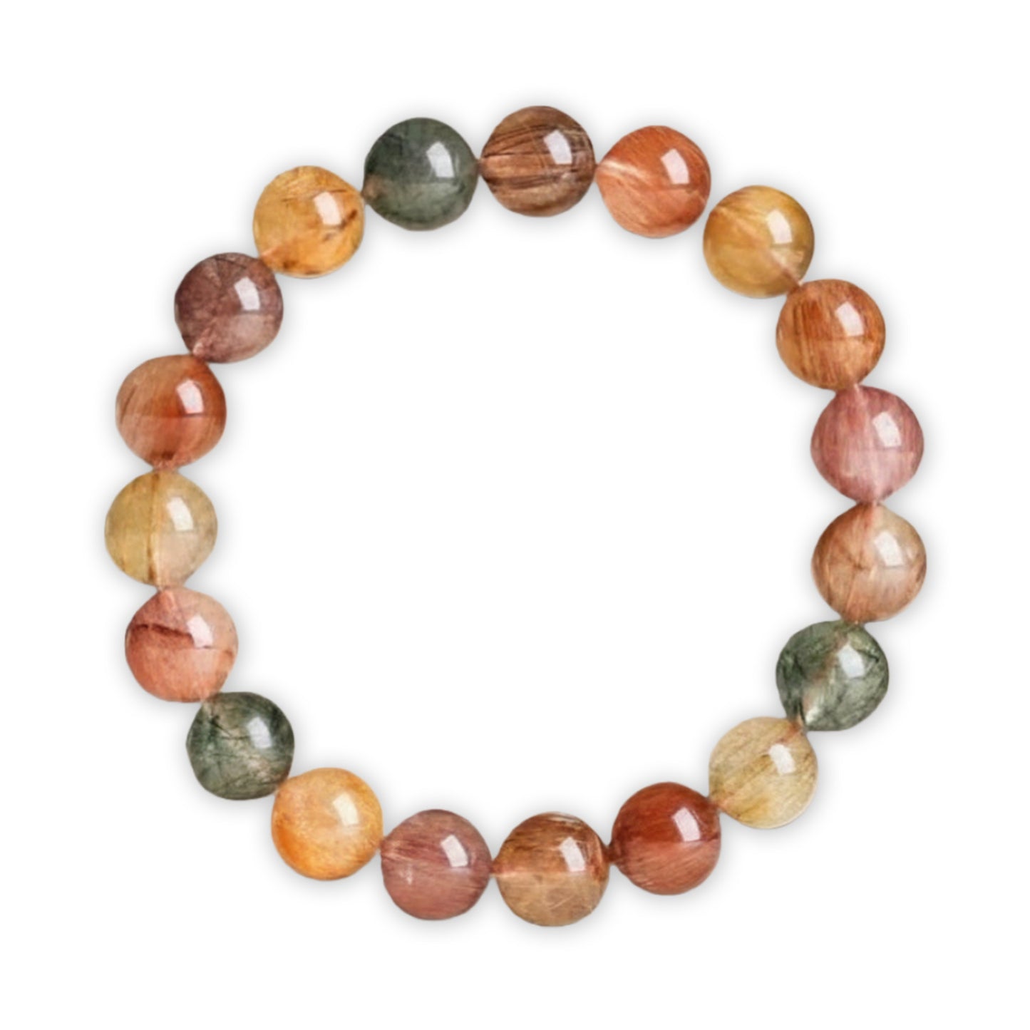 Natural Multicolor Rutilated Quartz Bracelet