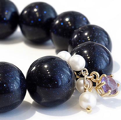 Starlight Fox Crystal Bracelet – Blue Sandstone & Amethyst