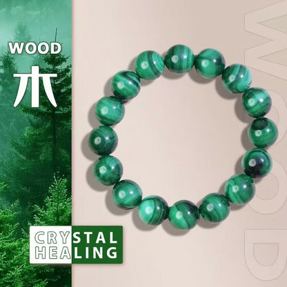 Natural Malachite Beaded Bracelet  Healing Crystal Jewelry for Heart Chakra