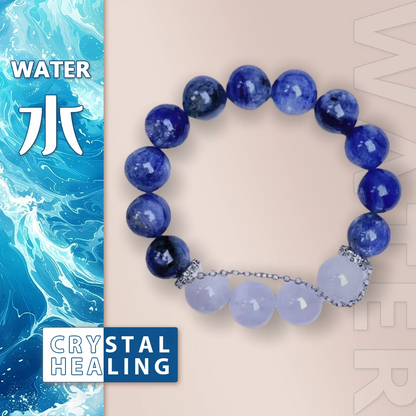 Blue Aura & White Phantom Crystal Bracelet (12mm )