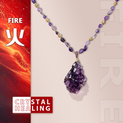 Raw Amethyst Cluster Necklace – Crown Chakra Spiritual Pendant