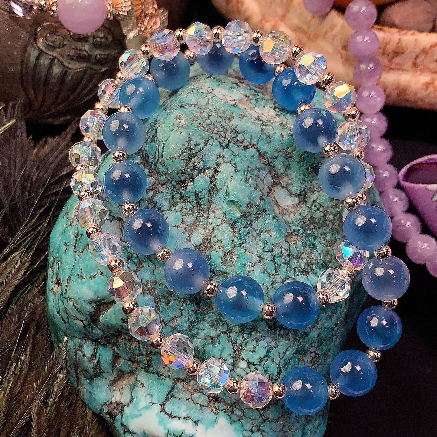 Blue Agate Crystal Shine Bracelet – Elegant Jewelry